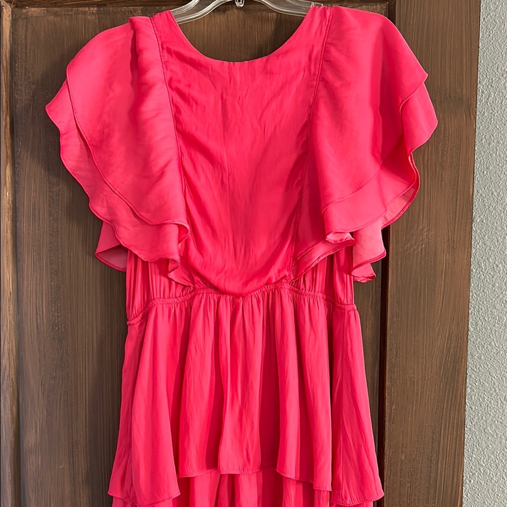 Chic Coral Ruffle Romper